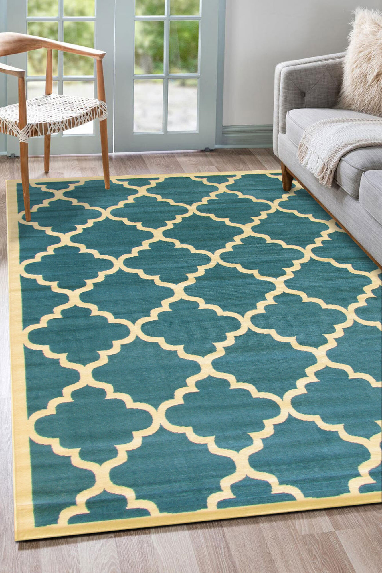 Gil Modern Blue Trellis Rug(Size 220 x 150cm)