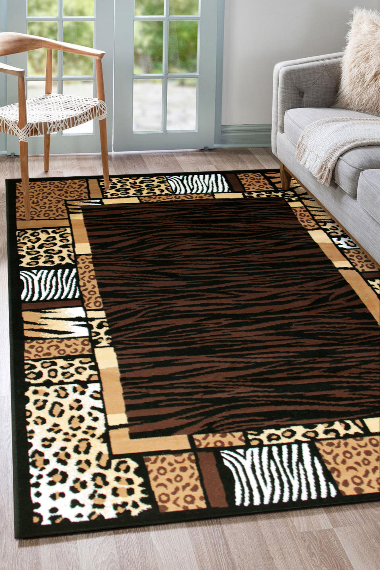 Gil Brown Animal Print Safari Rug(Size 170 x 120cm)