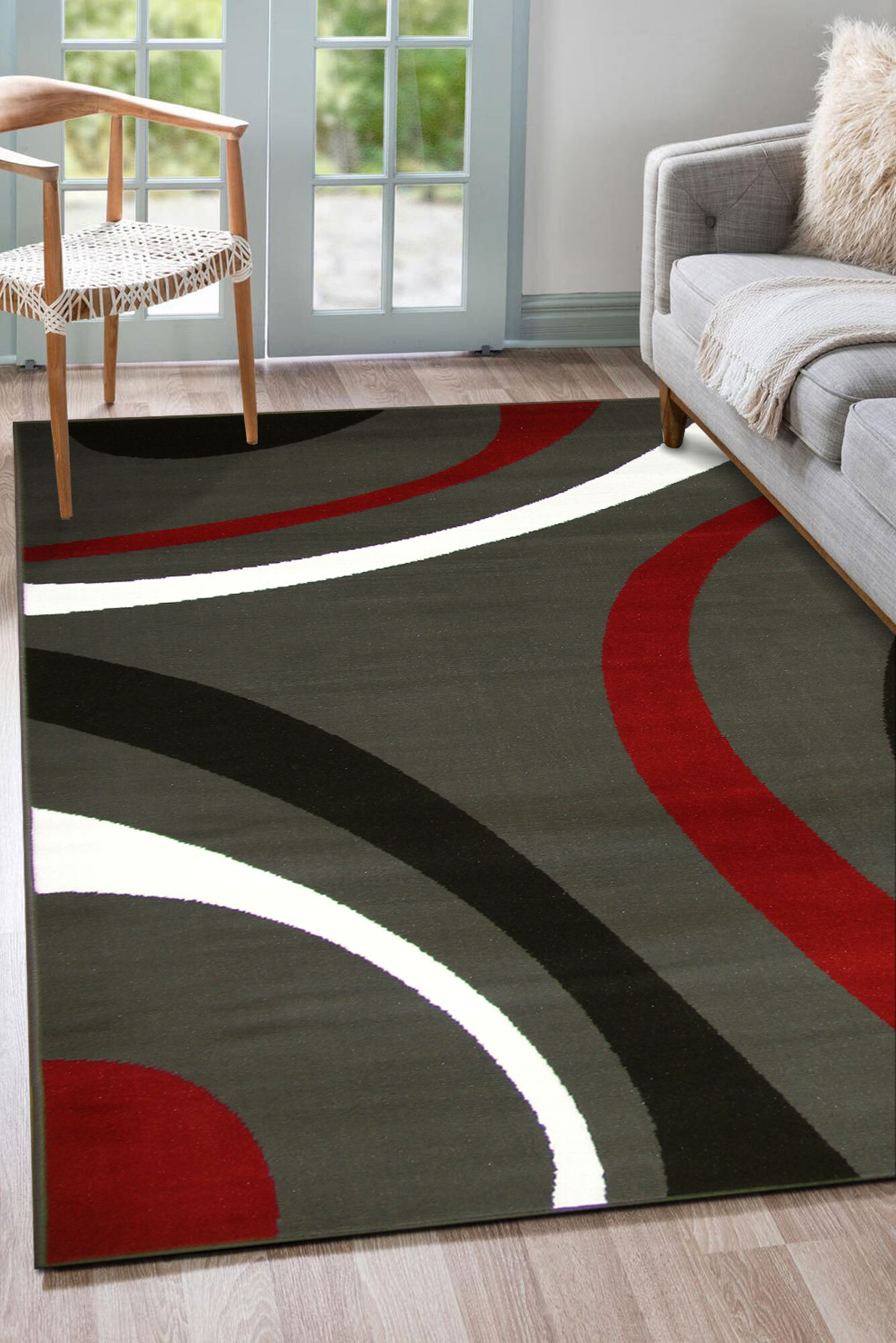 Gil Grey Modern Abstract Rug(Size 170 x 120cm)
