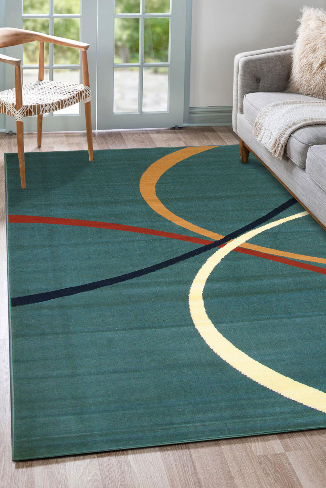 Large View Gil Blue Modern Abstract Rug(Size 170 x 120cm)