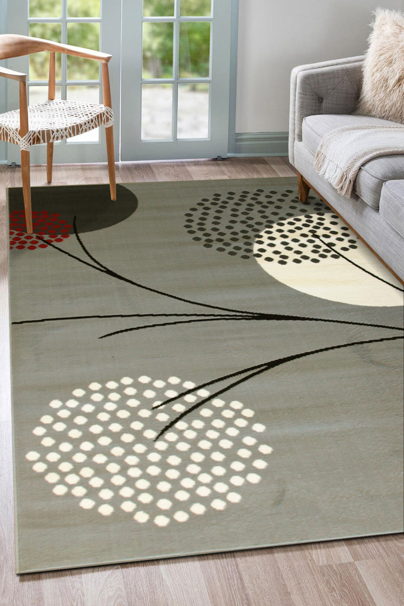 Gil Modern Grey Abstract Rug(Size 170 x 120cm)