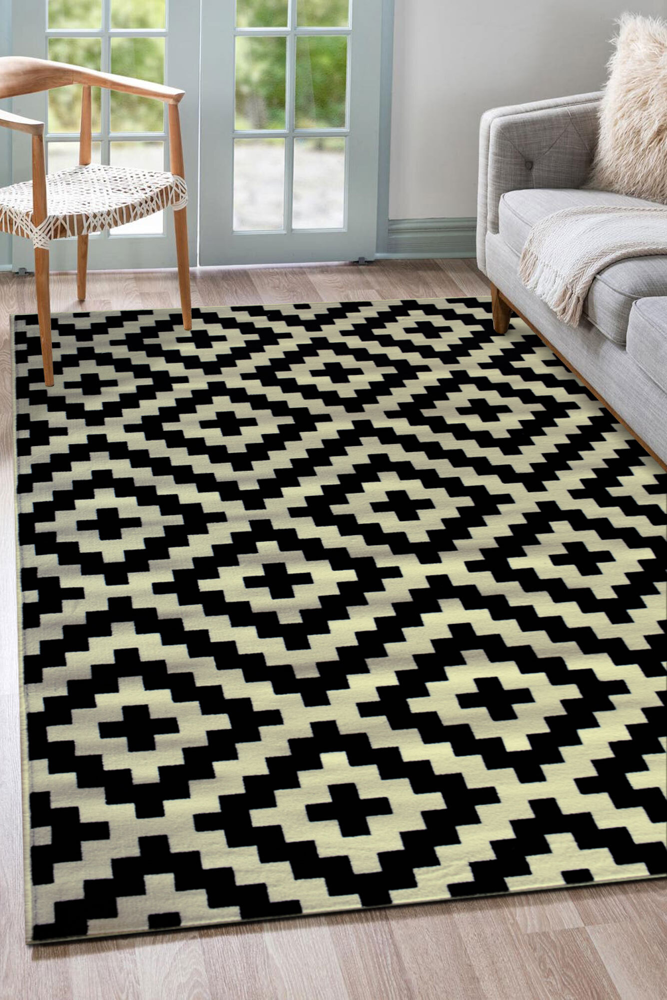 Large View Gil Modern Diamond Pattern Rug(Size 170 x 120cm)