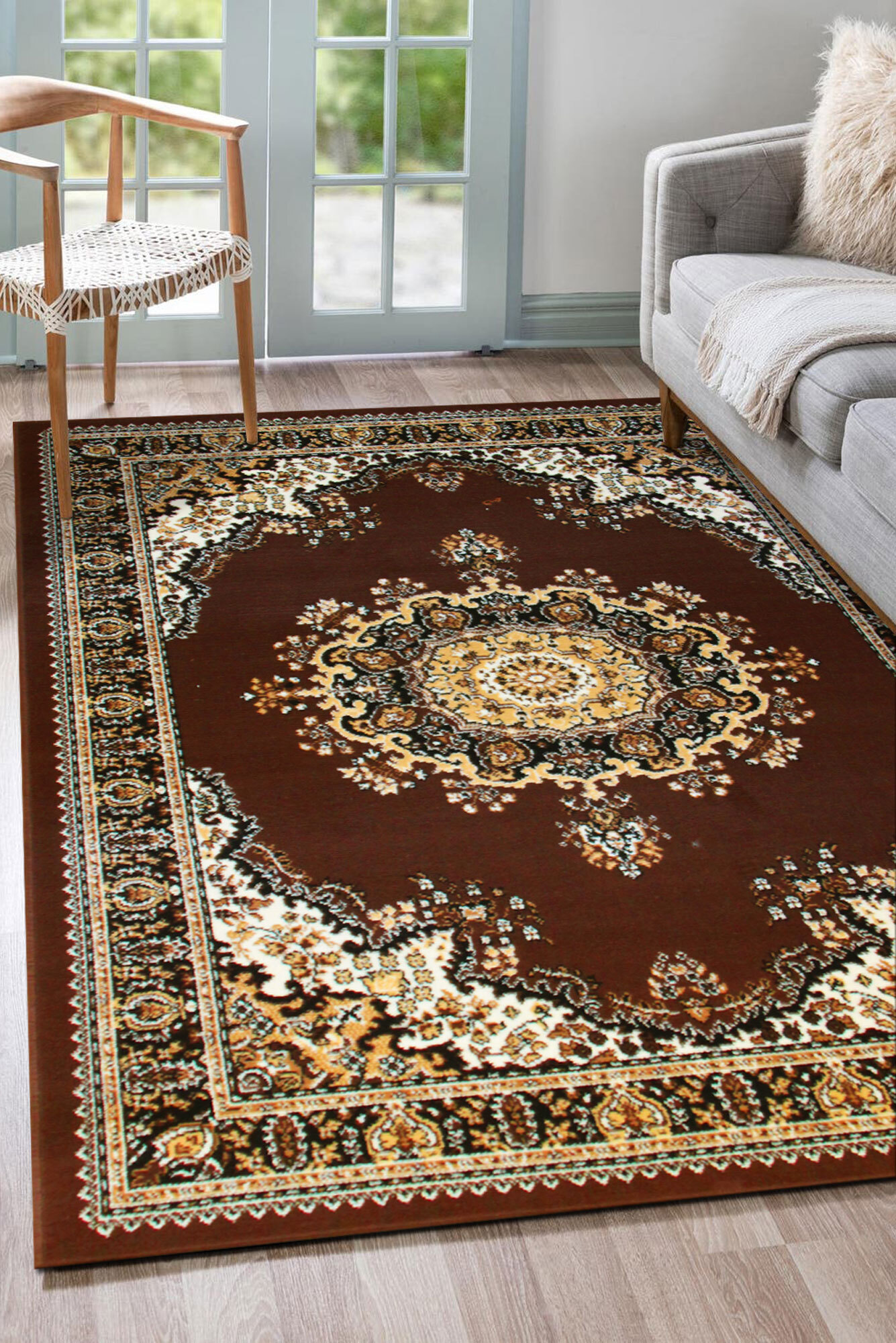 Gil Traditional Medallion Rug Brown Rugs Free Shipping