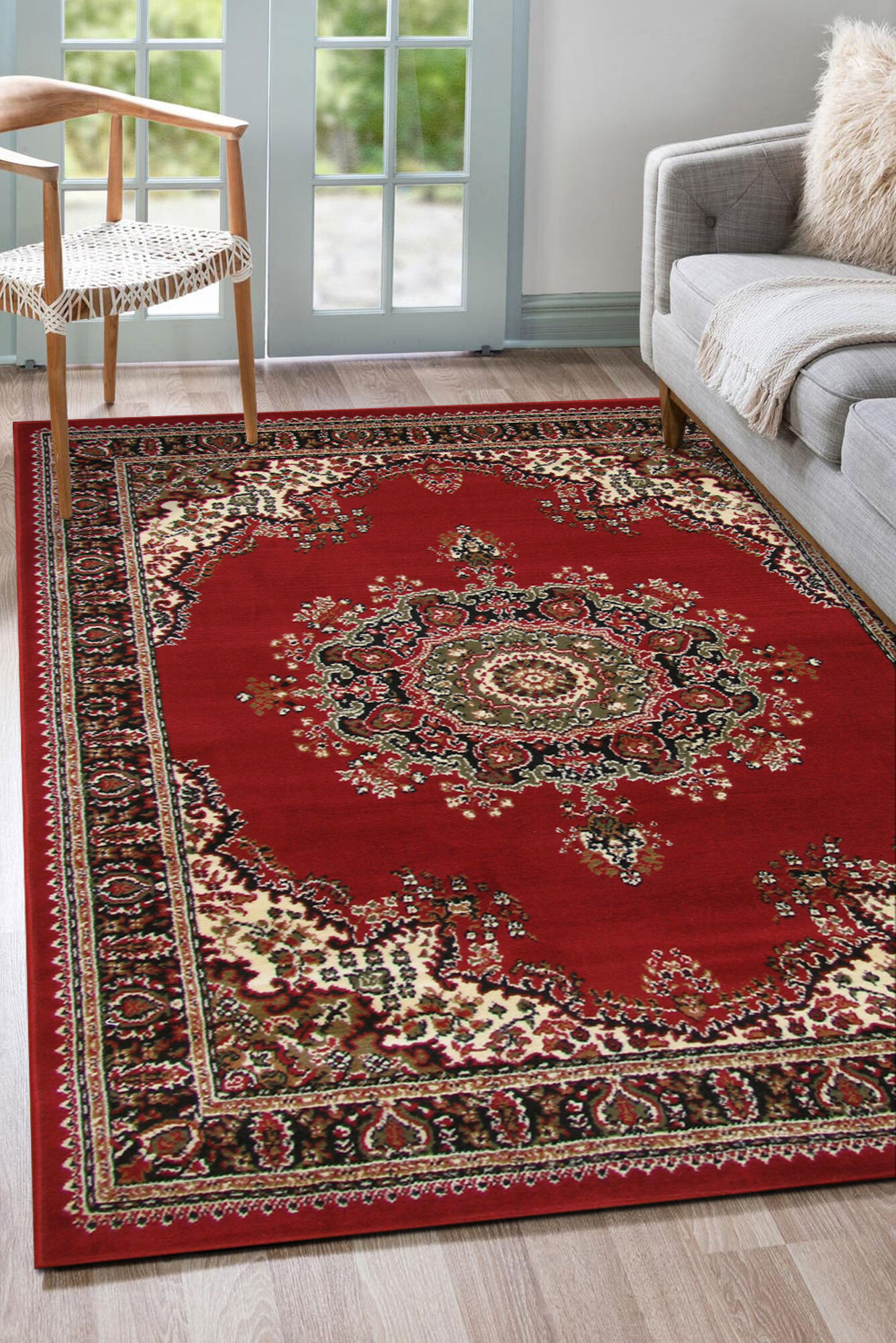 Large View Gil Red Traditional Medallion Rug(Size 170 x 120cm)