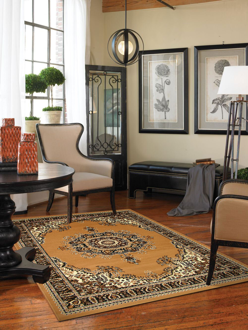 Large View Gil Tan Traditional Medallion Rug(Size 320 x 240cm)
