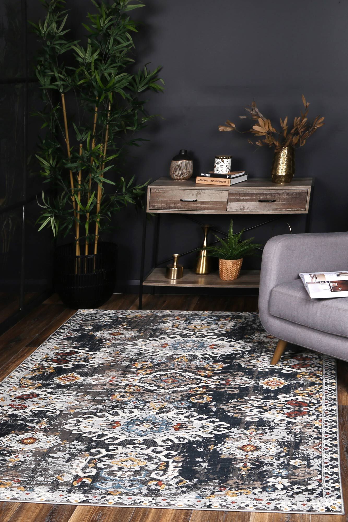 Large View Haze Traditional Distressed Rug(Size 220 x 160cm)