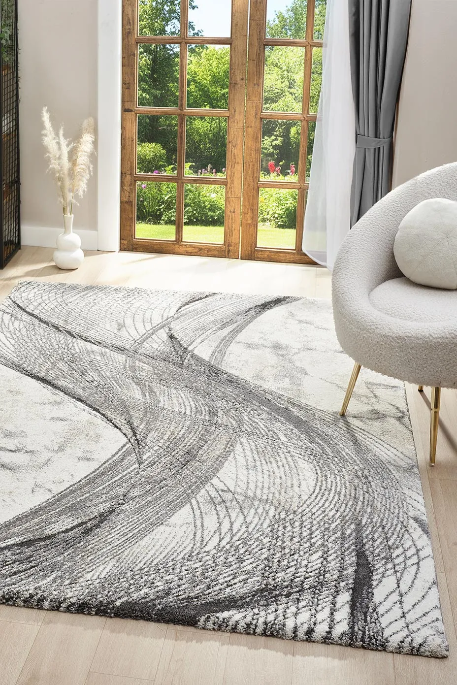 Hollis Modern Wavy Rug HB2338-GG(Size 230 x 160cm)