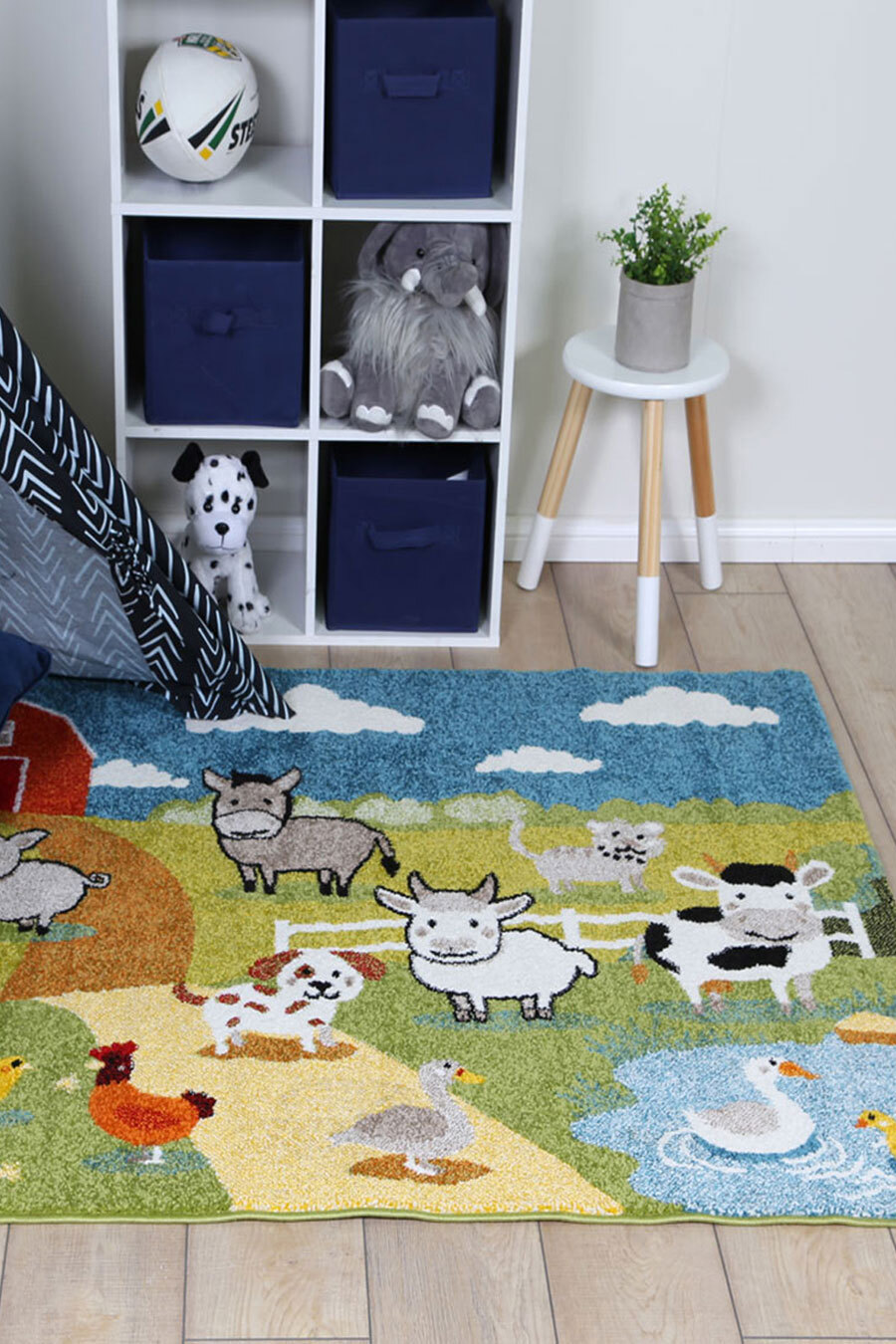 Hello Cute Farm Animal Kids Rug (Size 170 x 120cm)