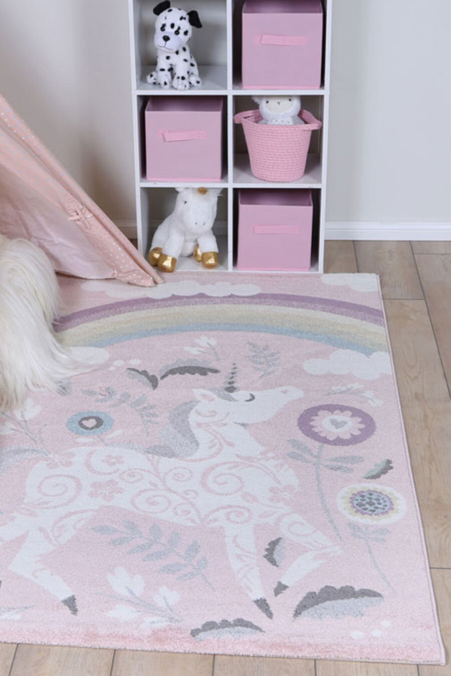 Hello Pink Unicorn & Rainbow Rug(Size 170 x 120cm)