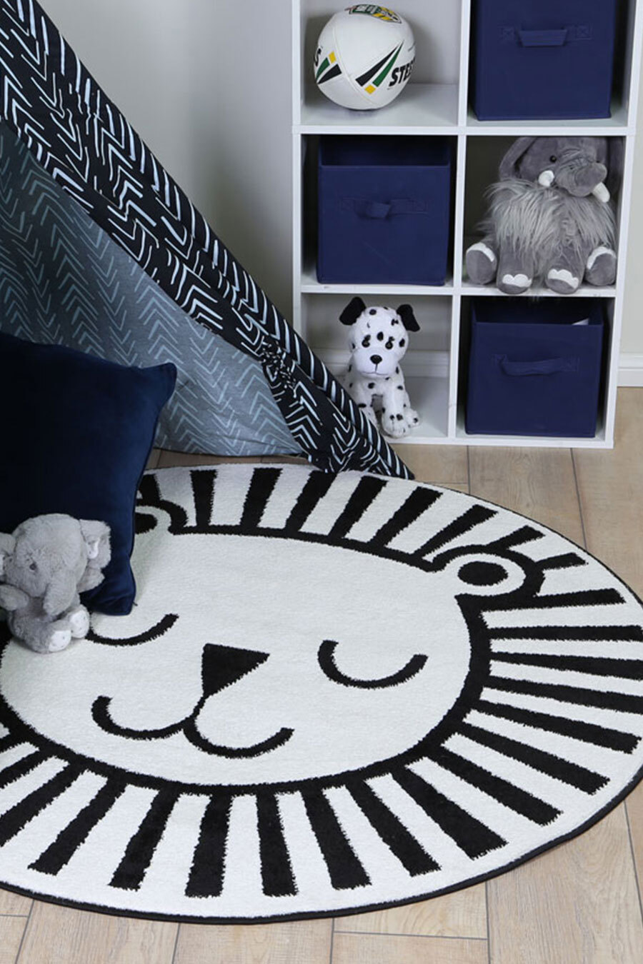 Large View Hello Round Lion Face Kids Rug(Size 133 x 133cm) ROUND
