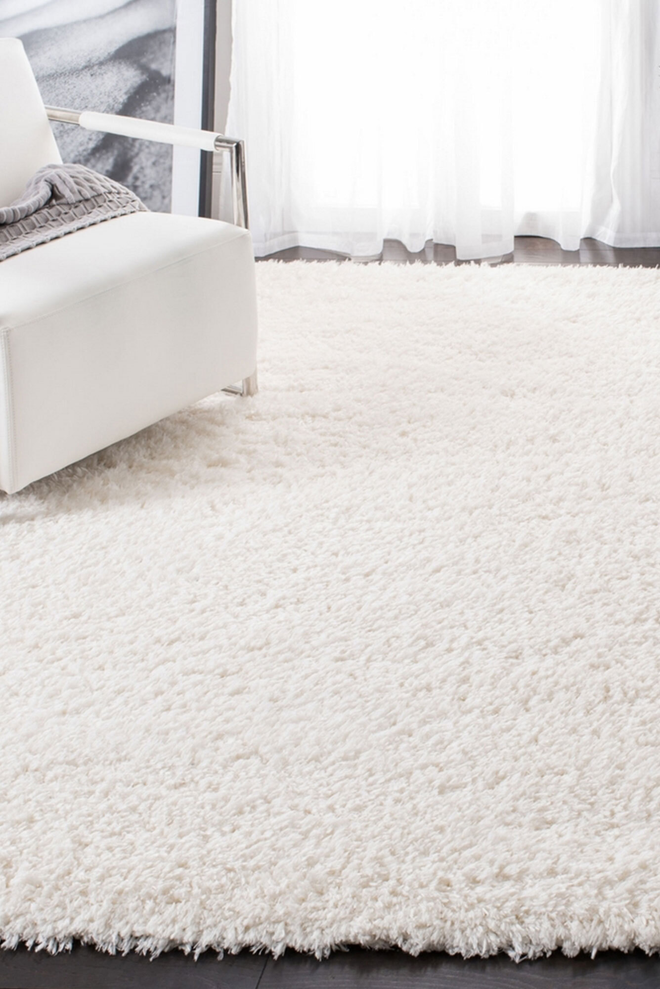 Large View Havana Plain Ivory Shaggy Rug(Size 170 x 120cm)