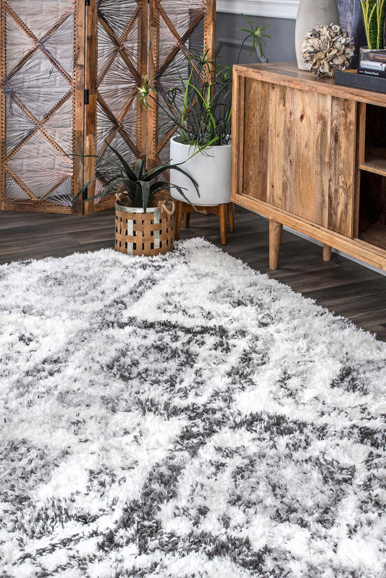 Large View Havana Cream Moroccan Shag Rug(Size 170 x 120cm)