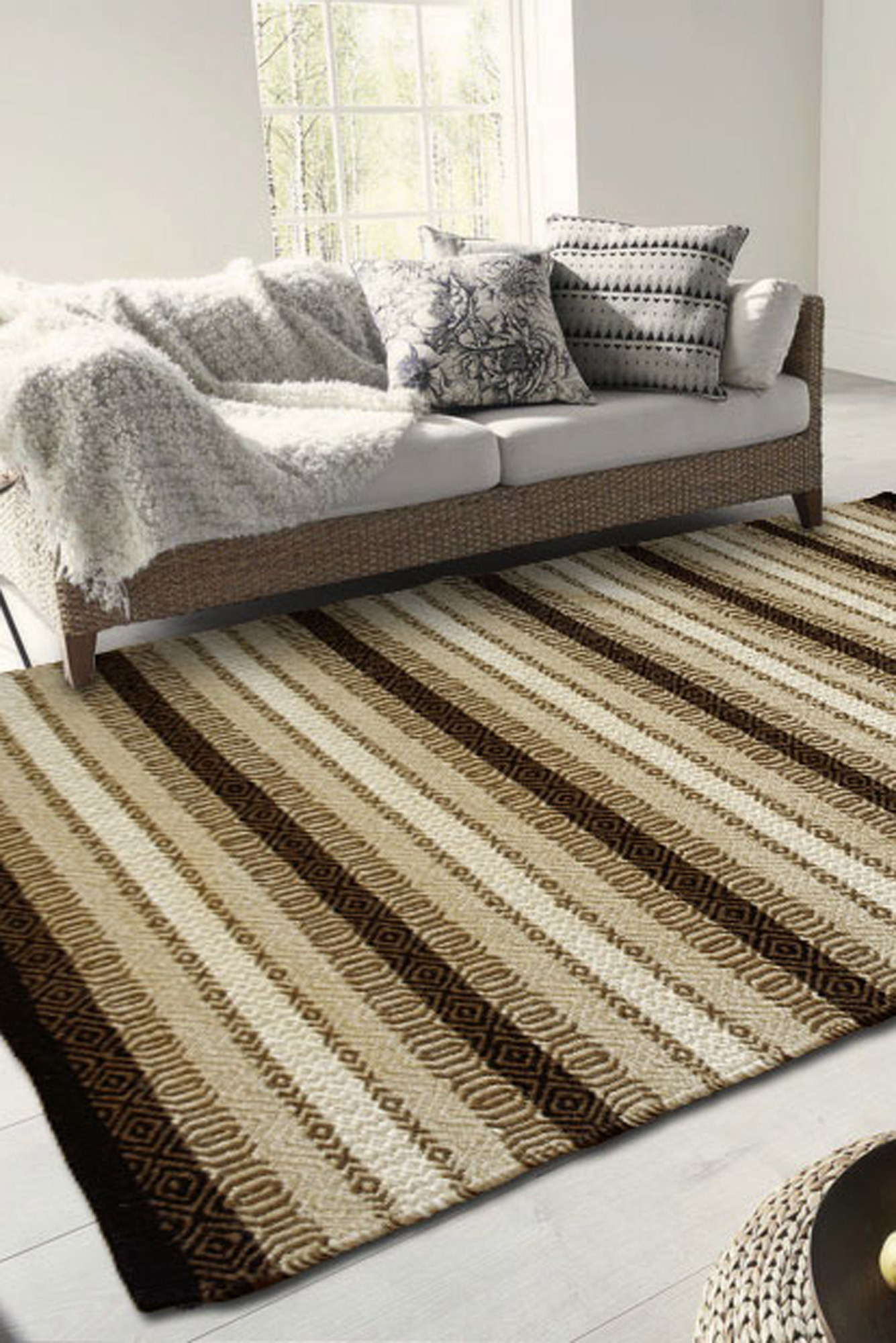 Harper Stripe Flatweave Wool Rug(Size 220 x 150cm)