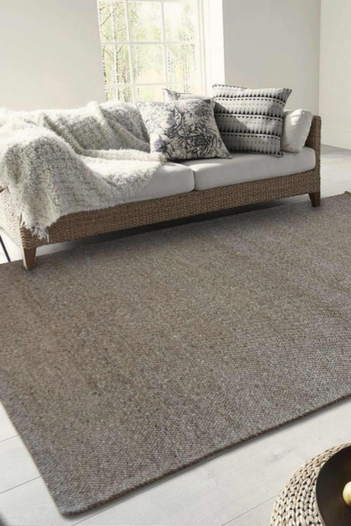 Large View Harper Plain Brown Flatweave Rug(Size 220 x 150cm)