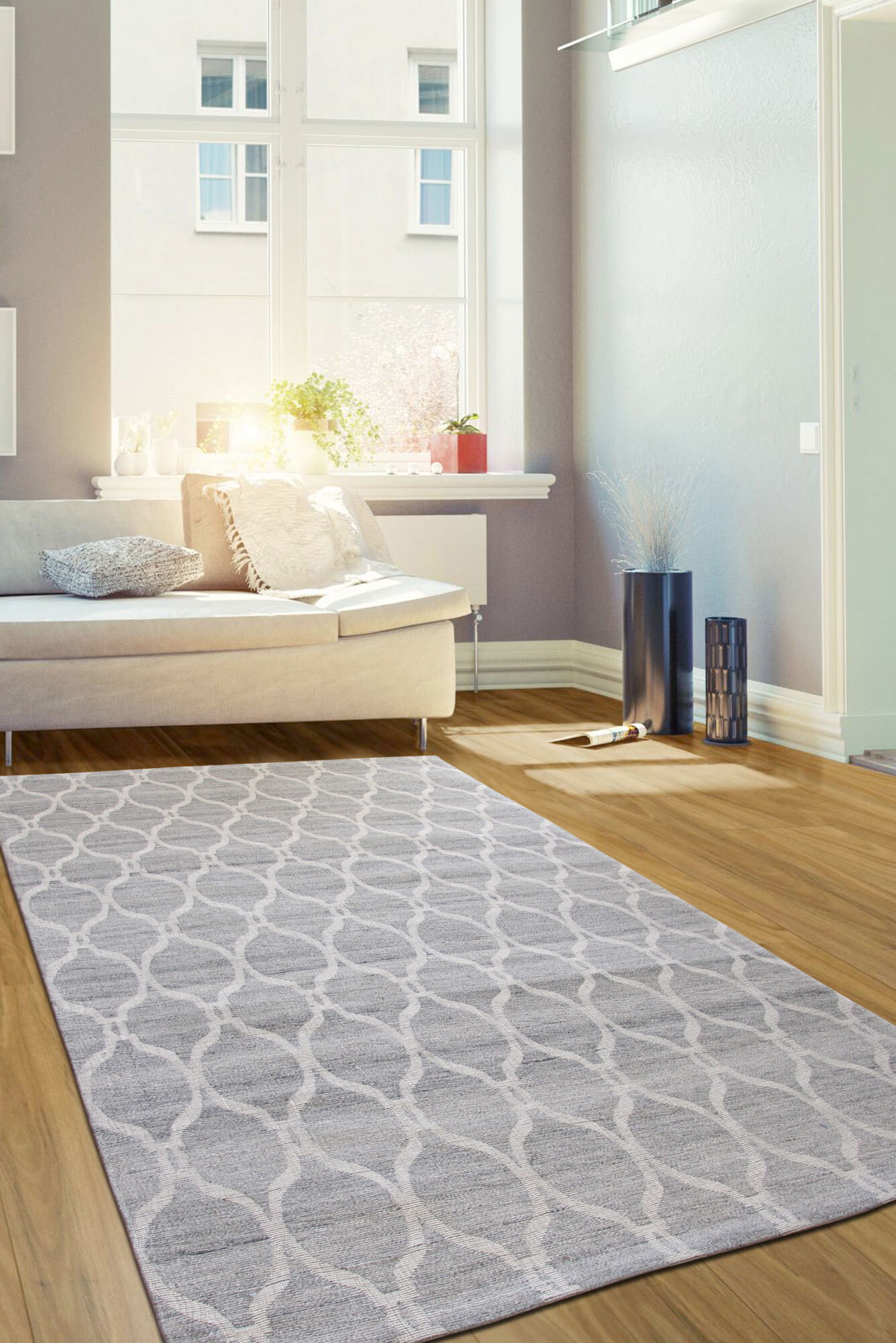 Harper Trellis Flatweave Wool Rug(Size 210 x 150cm)