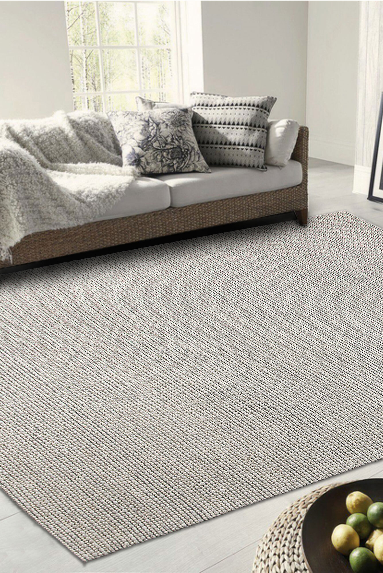 Harper Flatweave Plain Wool Rug(Size 220 x 150cm)