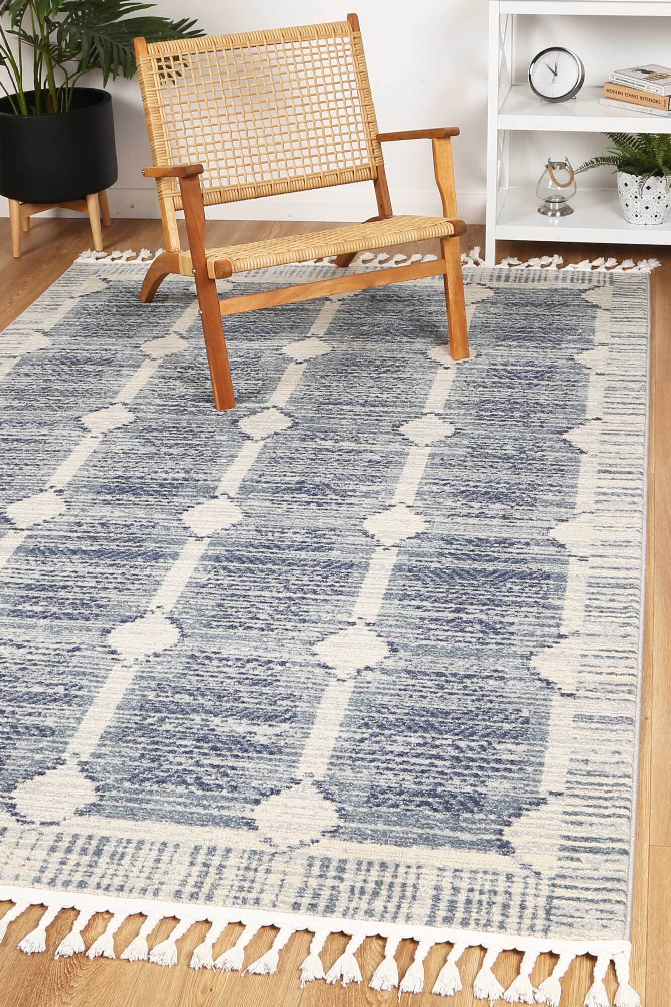 Large View Inti Moroccan Blue Geometric Rug(Size 230 x 160cm)