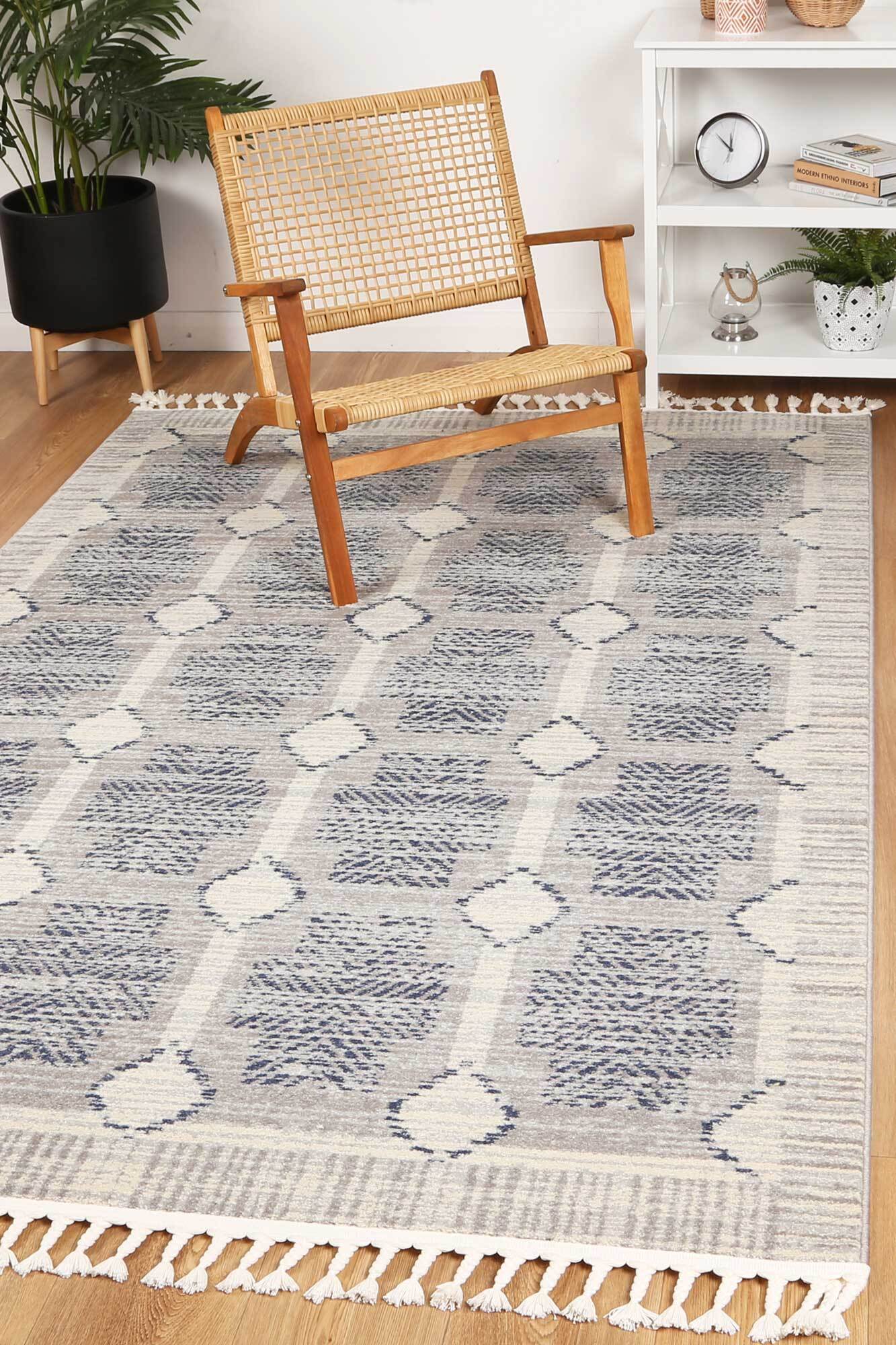 Large View Inti Moroccan Grey Geometric Rug(Size 230 x 160cm)
