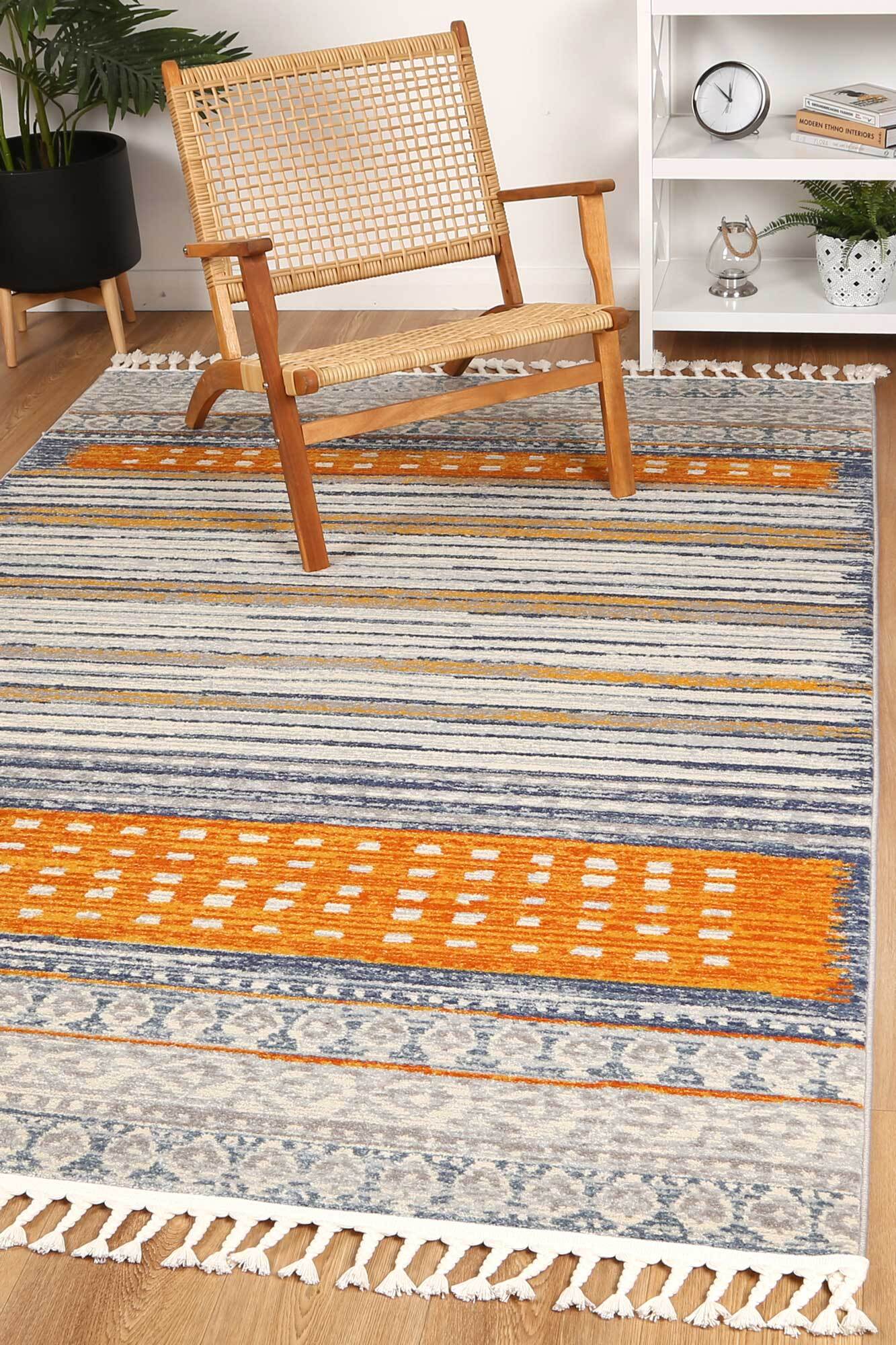Large View Inti Moroccan Striped Fringed Rug(Size 230 x 160cm)