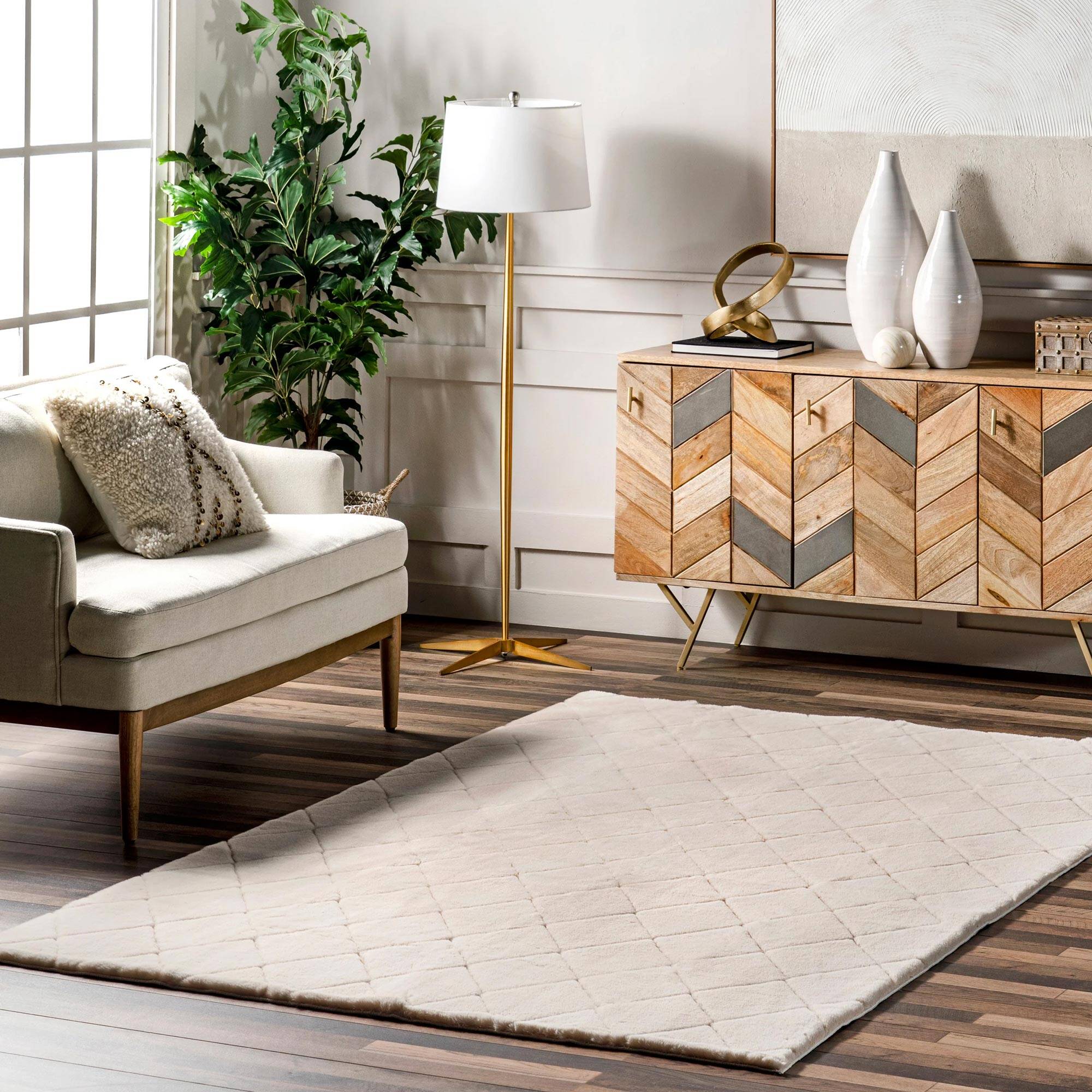 Large View Jessa Washable Trellis Rug