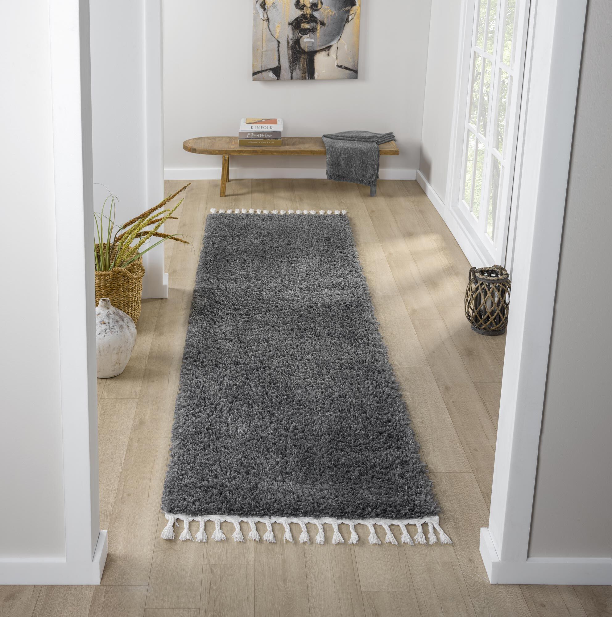 Large View Joey Plain Anthracite Shaggy Rug