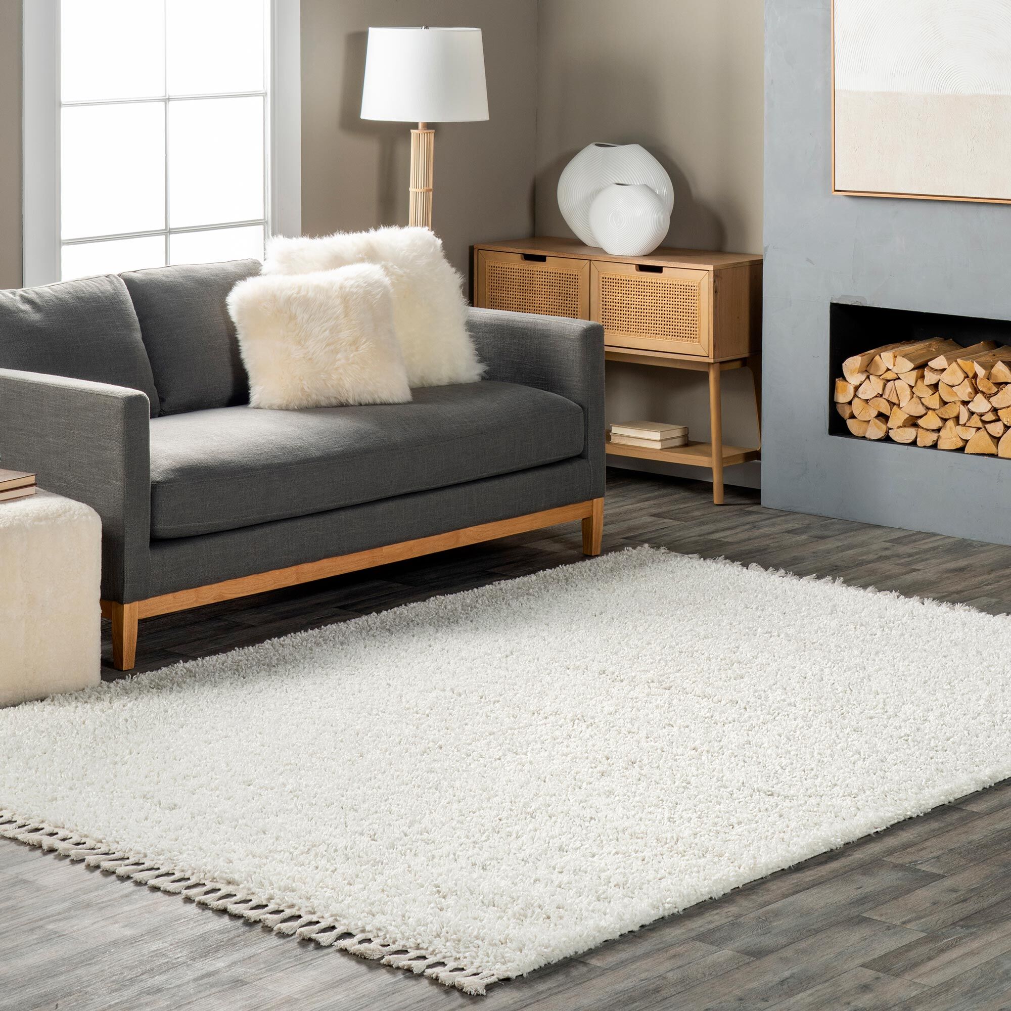 Joey Plain Cream Shaggy Rug