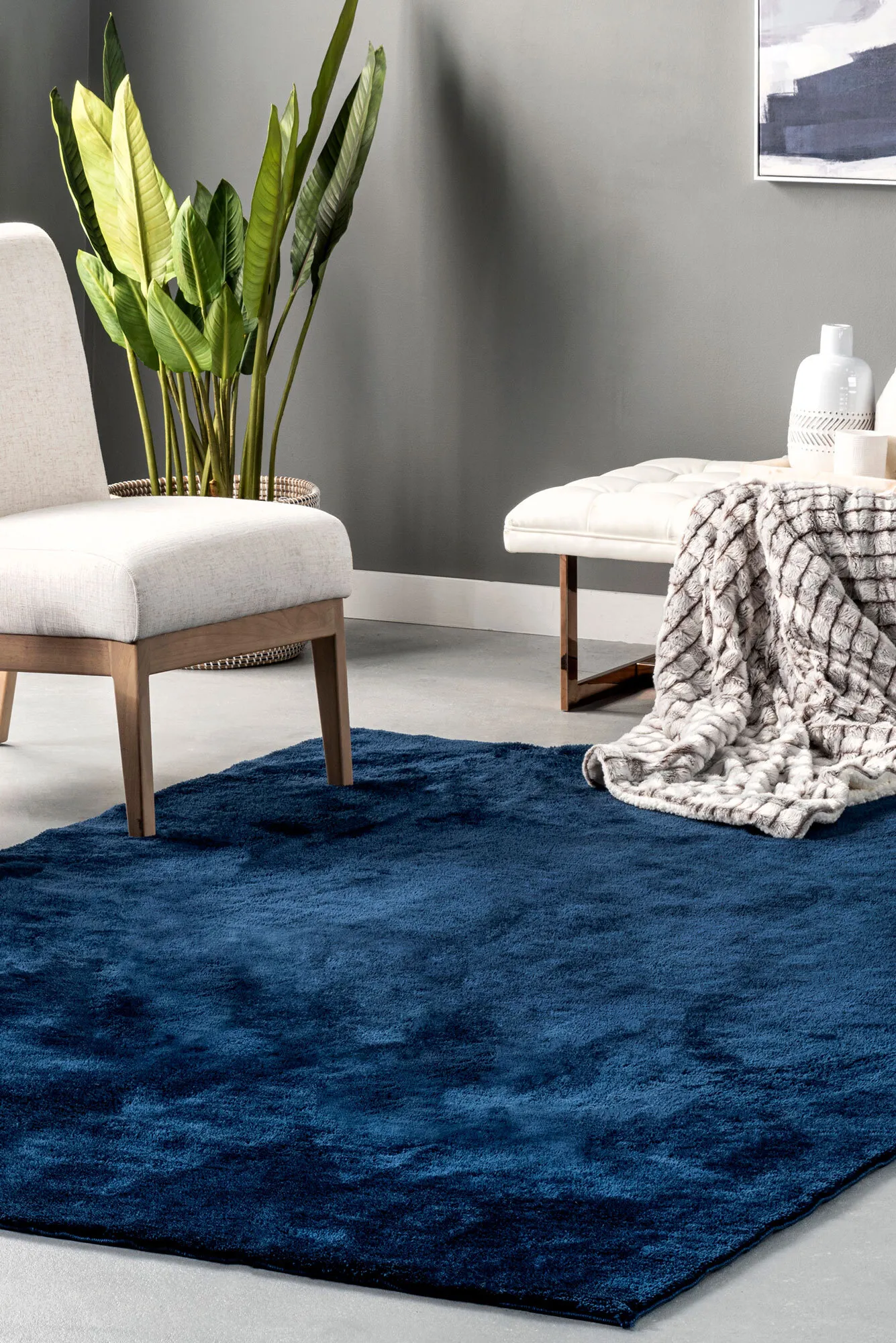 Large View Jones Washable Shaggy Rug(Size 122 x 122cm) ROUND