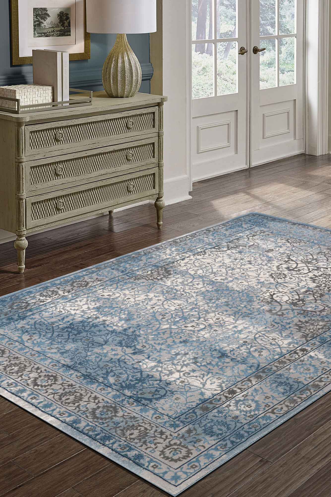 Kyra Transitional Floral Rug(Size 170 x 120cm)