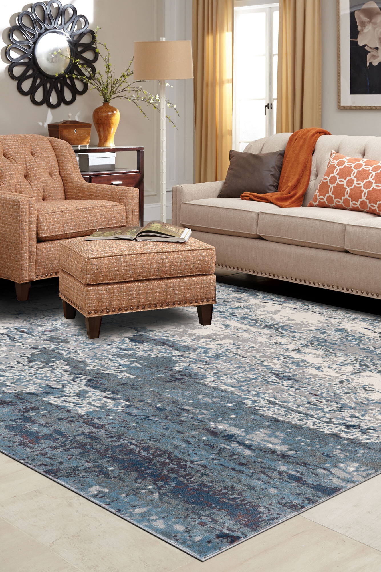 Kyra Transitional Abstract Rug(Size 170 x 120cm)