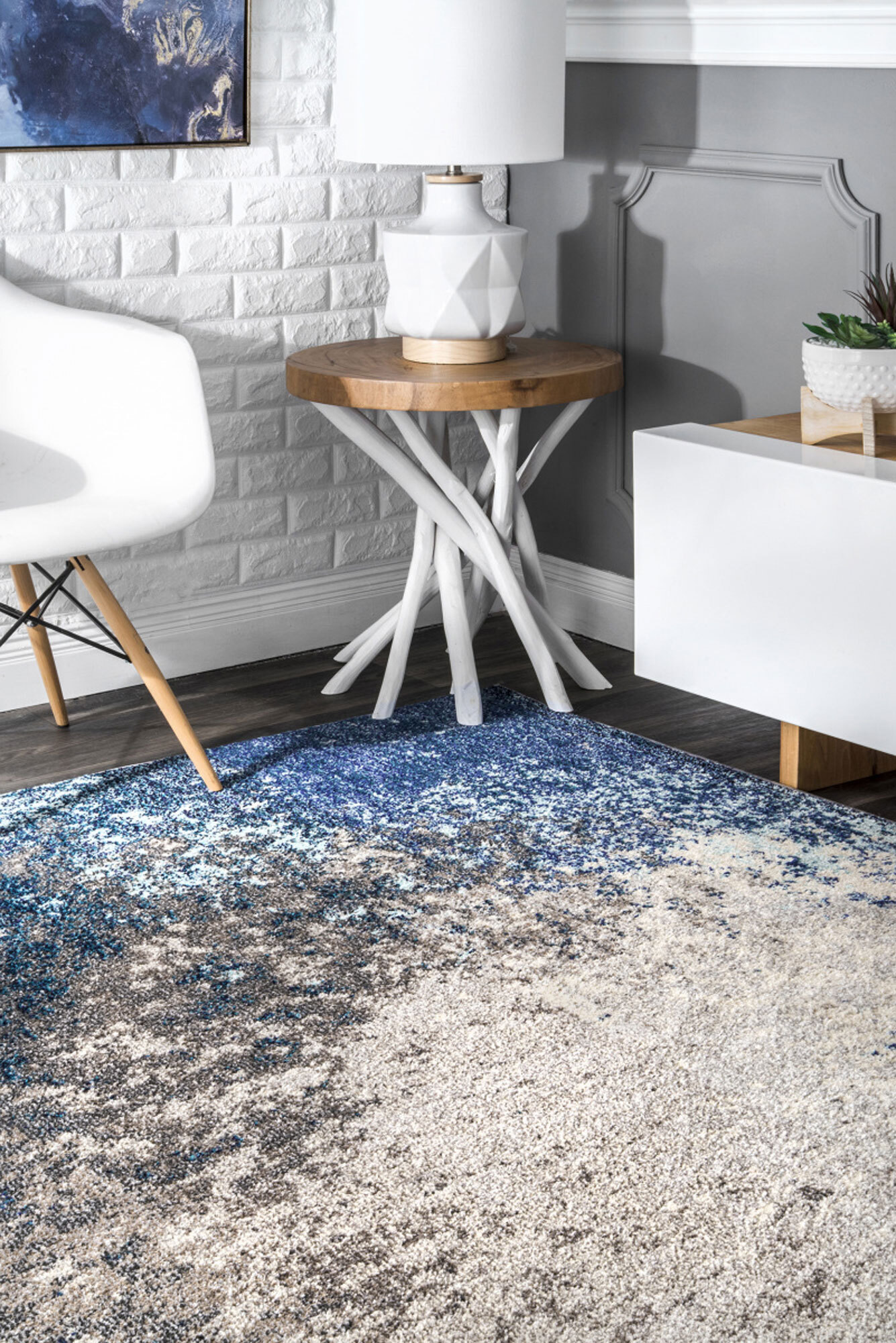 Kara Modern Blue Abstract Rug(Size 170 x 120cm)