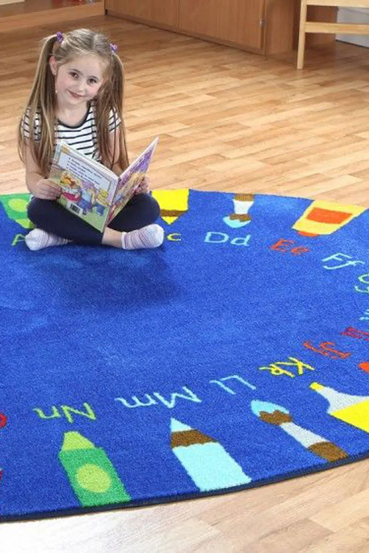 Kids Alphabet Pencil Rug(Size 200 x 200cm) ROUND