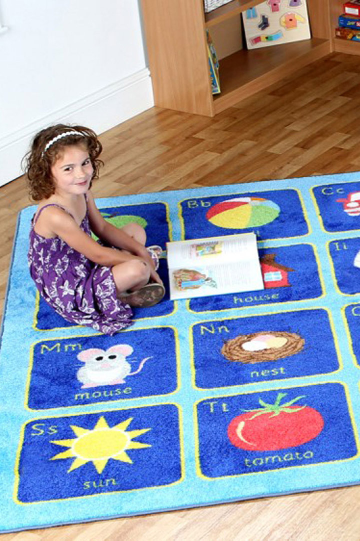 Kids Blue Alphabet Picture Rug(Size 200 x 133cm)