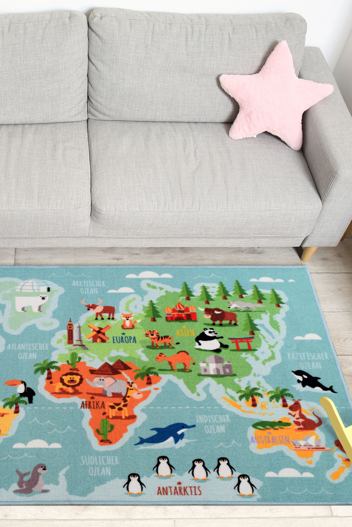 Kids World Map Sea Rug(Size 200 x 133cm)