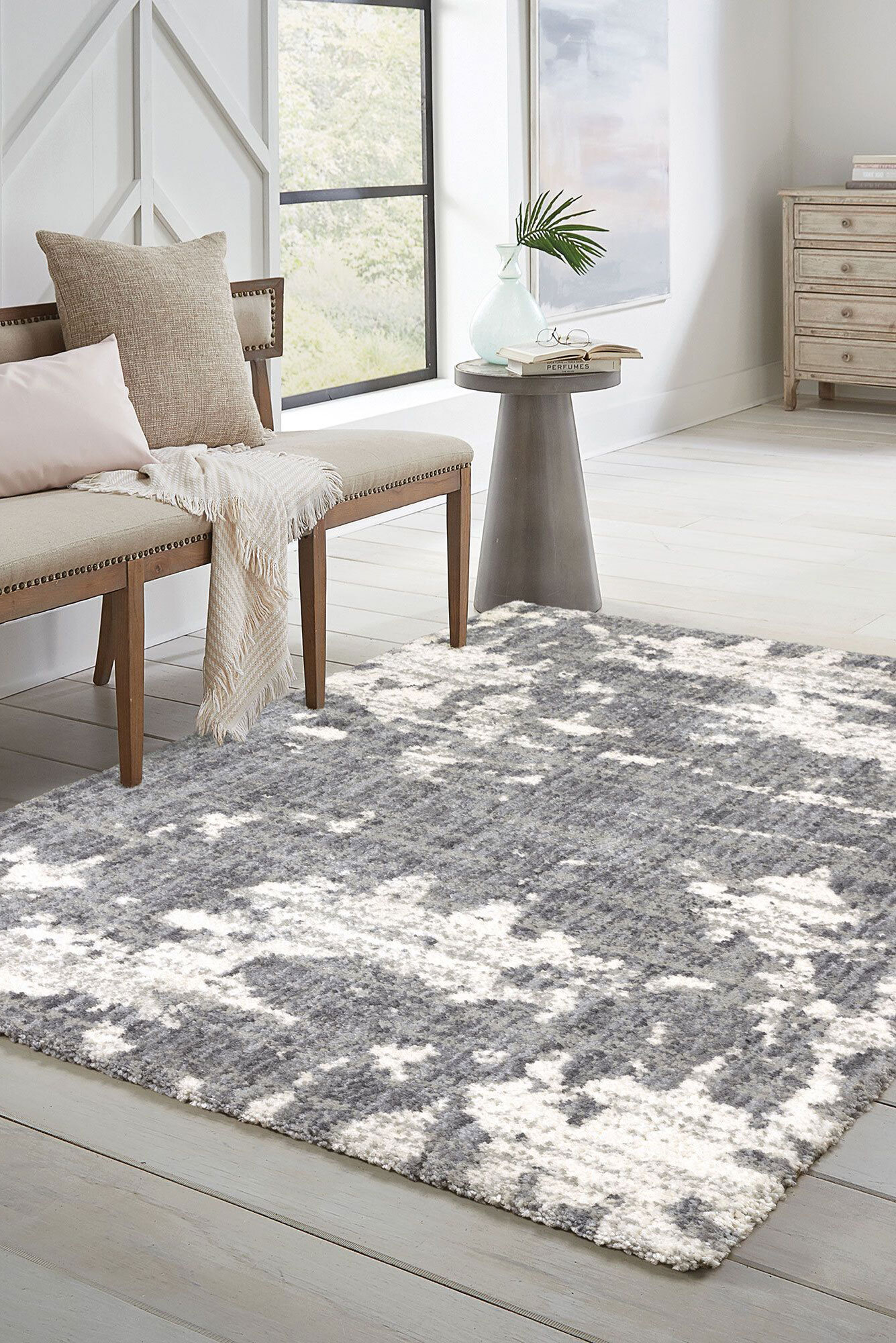 Kupa Modern Grey Shaggy Rug(Size 220 x 150cm)