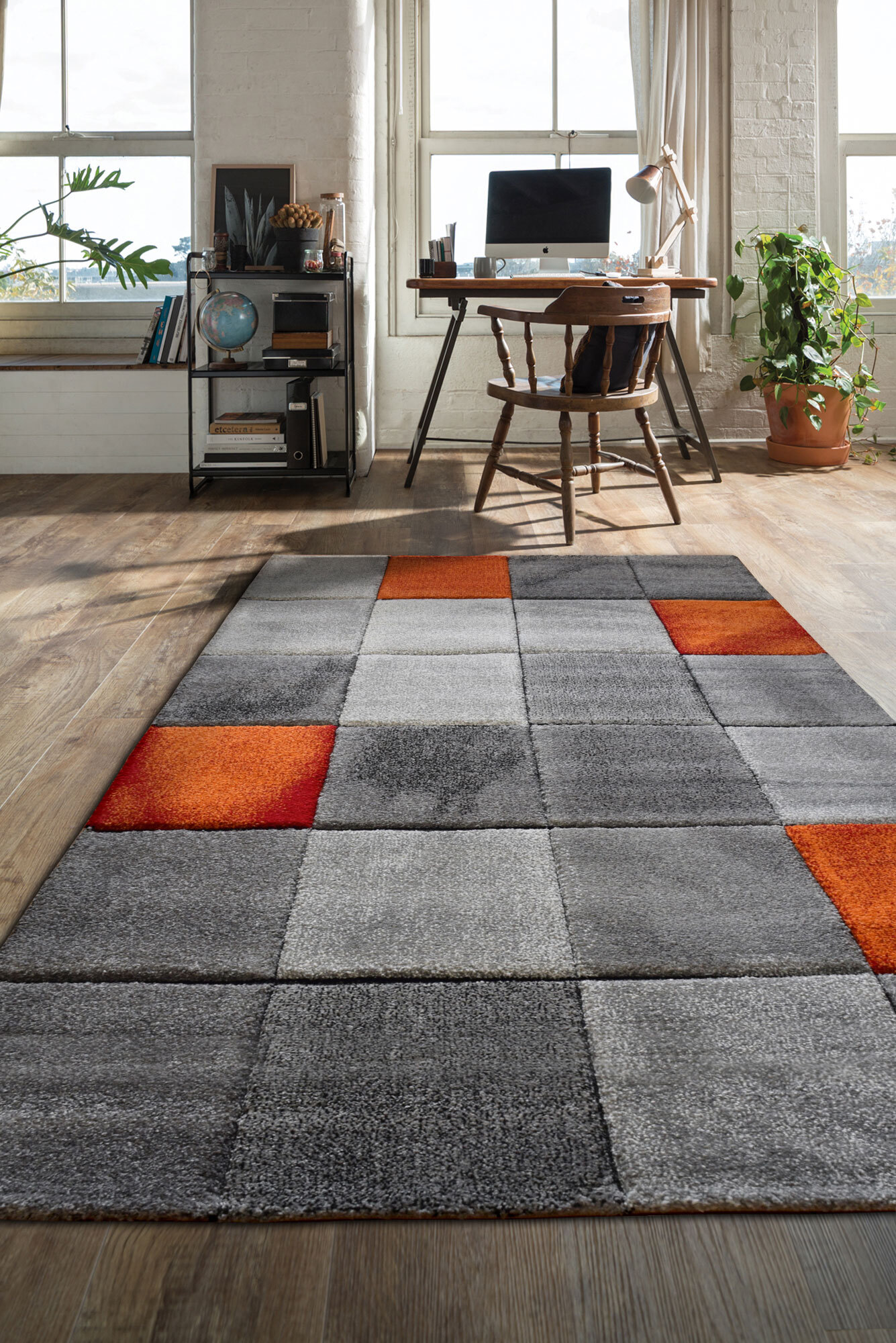 Lucia Modern Square Pattern Rug(Size 160 x 120cm)