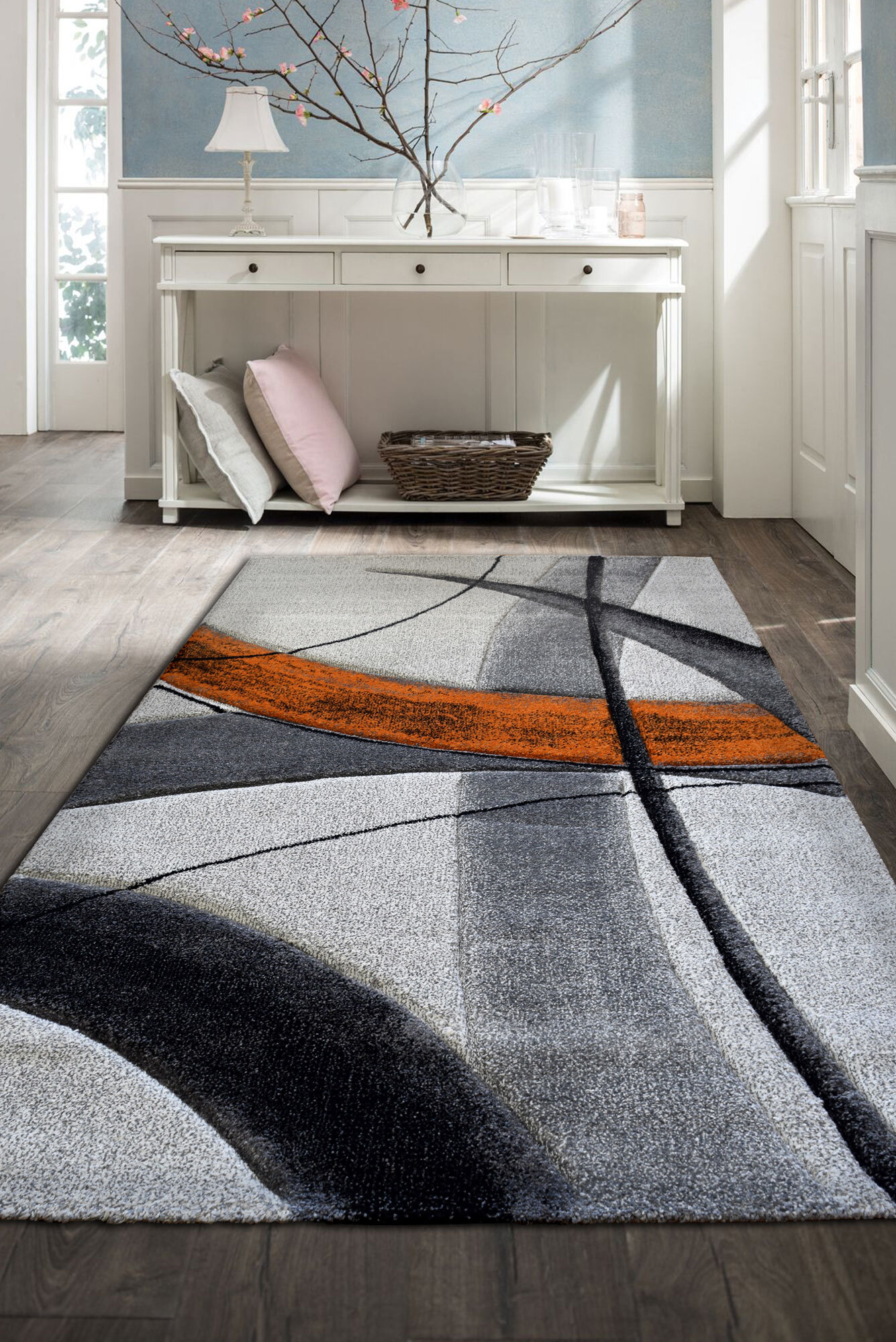 Large View Lucia Orange Modern Abstract Rug(Size 230 x 160cm)