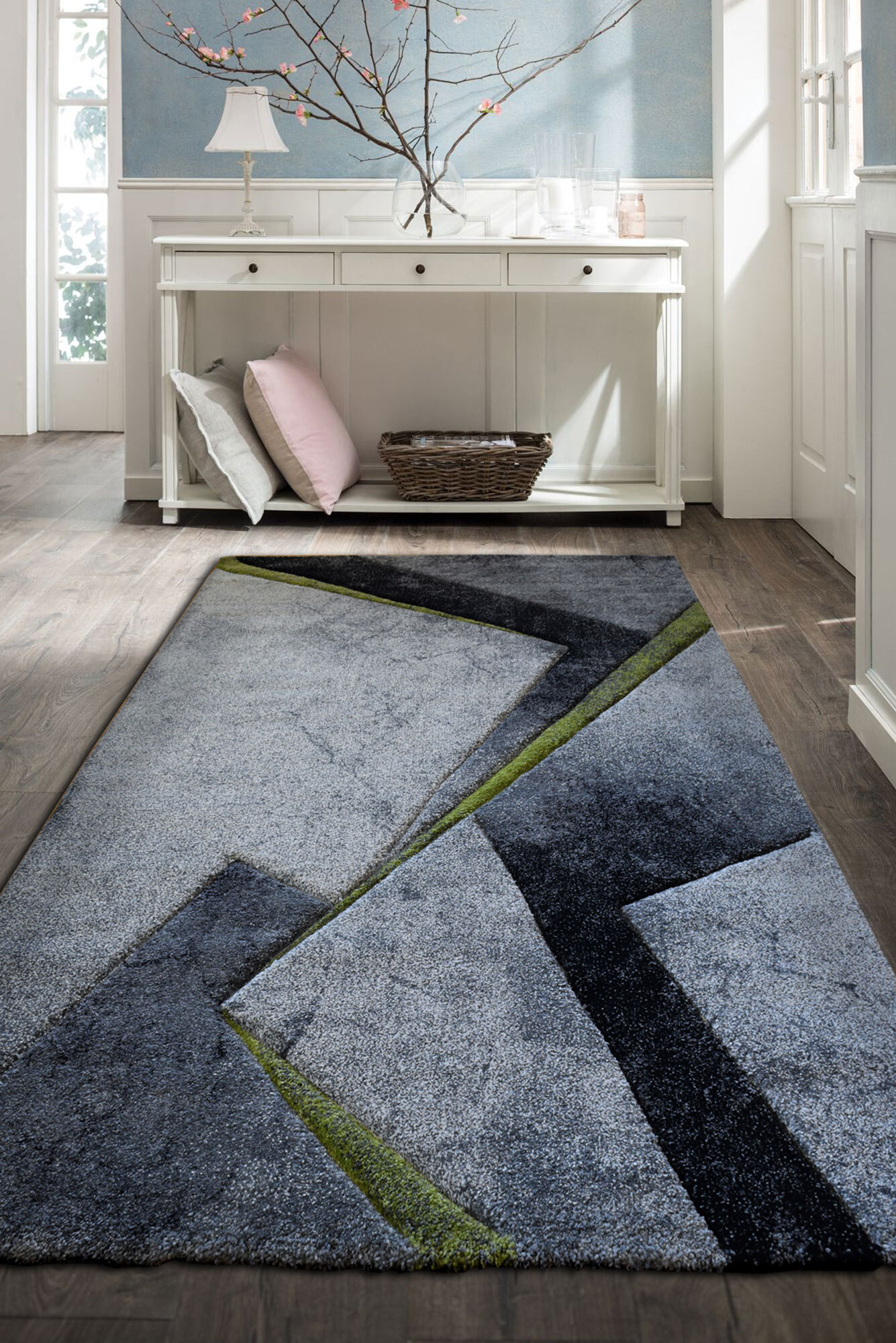 Lucia Green Modern Abstract Rug(Size 160 x 120cm)