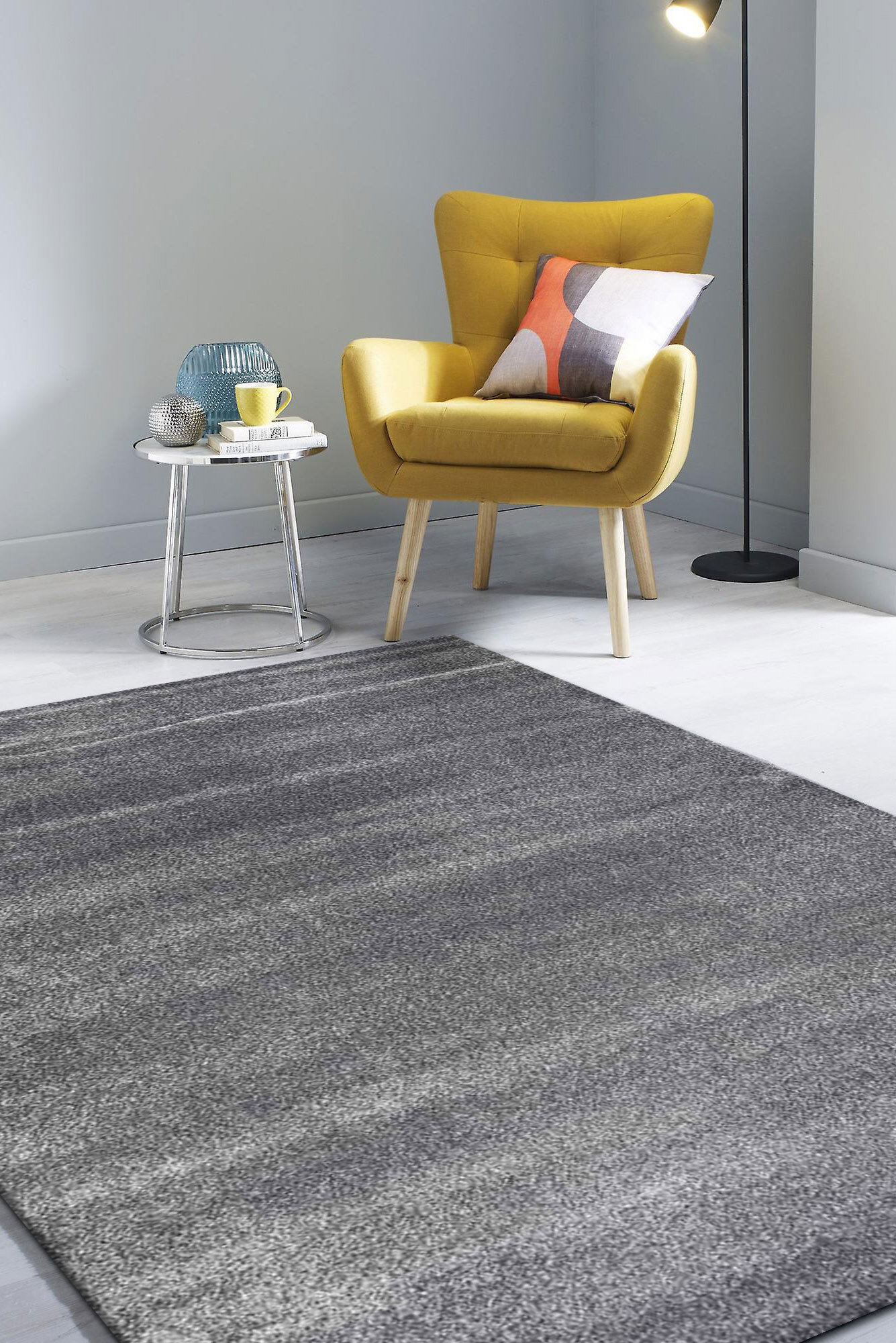 Large View Leo Modern Thick Plain Grey Rug(Size 170 x 120cm)