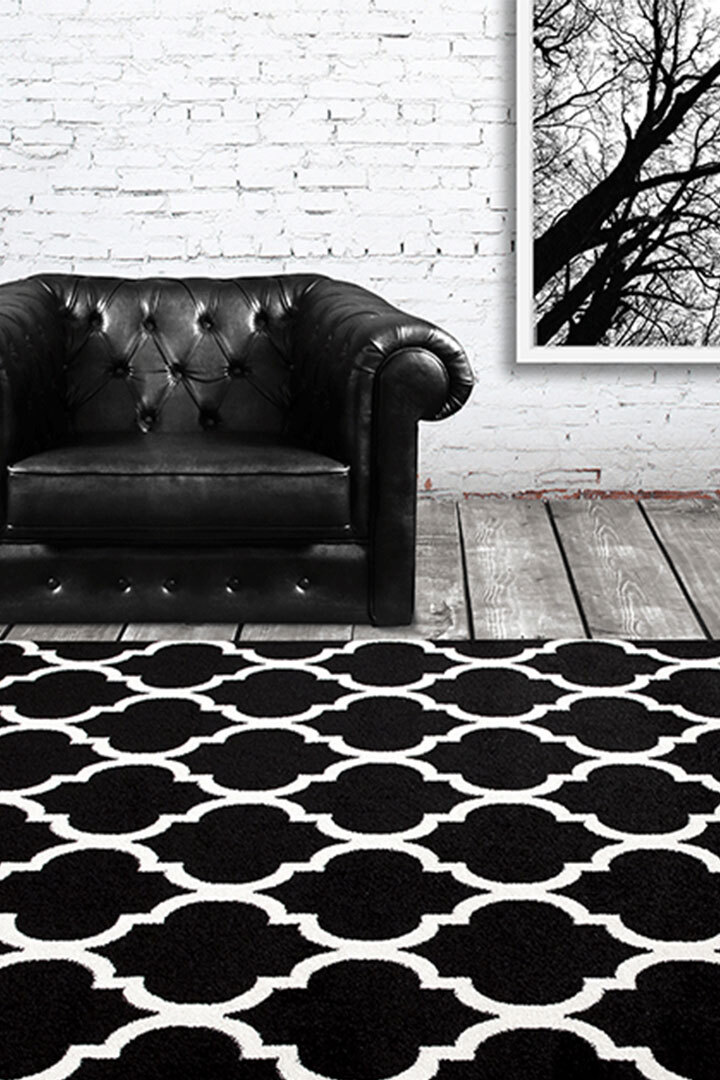 Large black and white rug deals