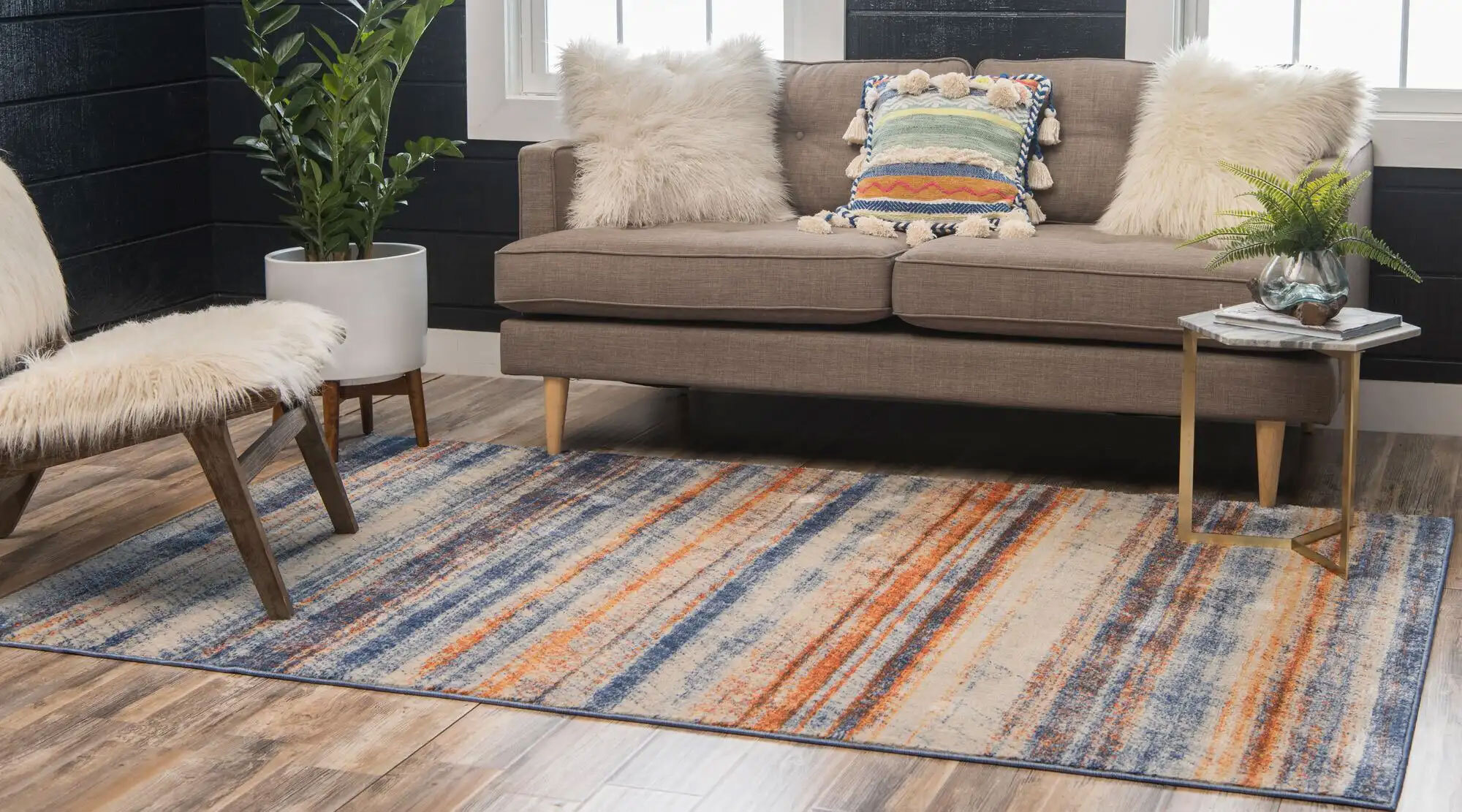 Large View Lisa Contemporary Striped Rug