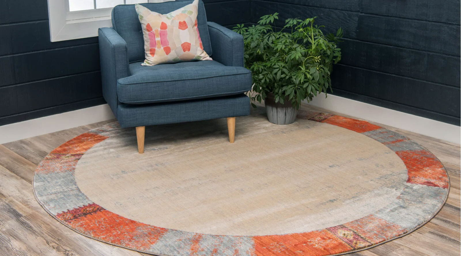 Large View Lisa Contemporary Border Rug