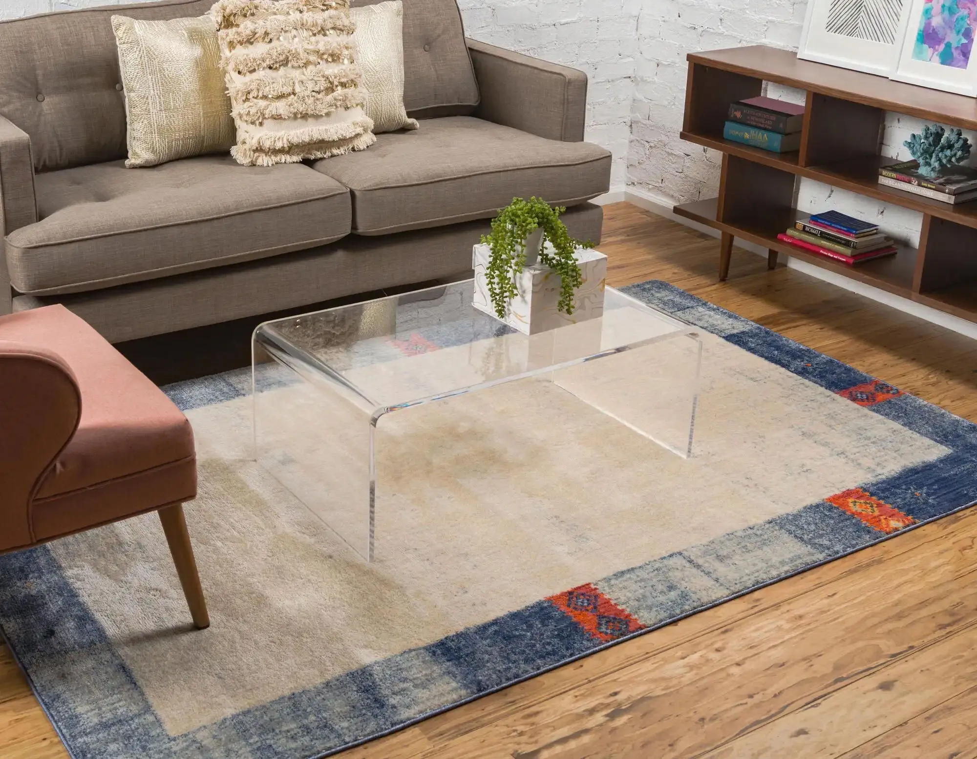 Large View Lisa Contemporary Border Rug