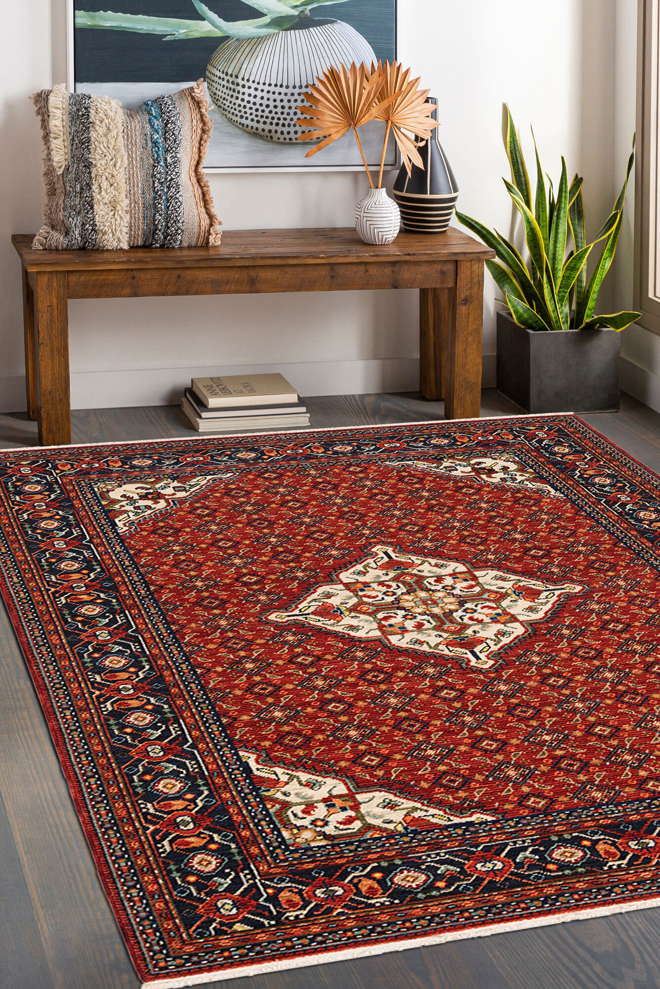 Leah Traditional Fringed Wool Rug(Size 230 x 160cm)