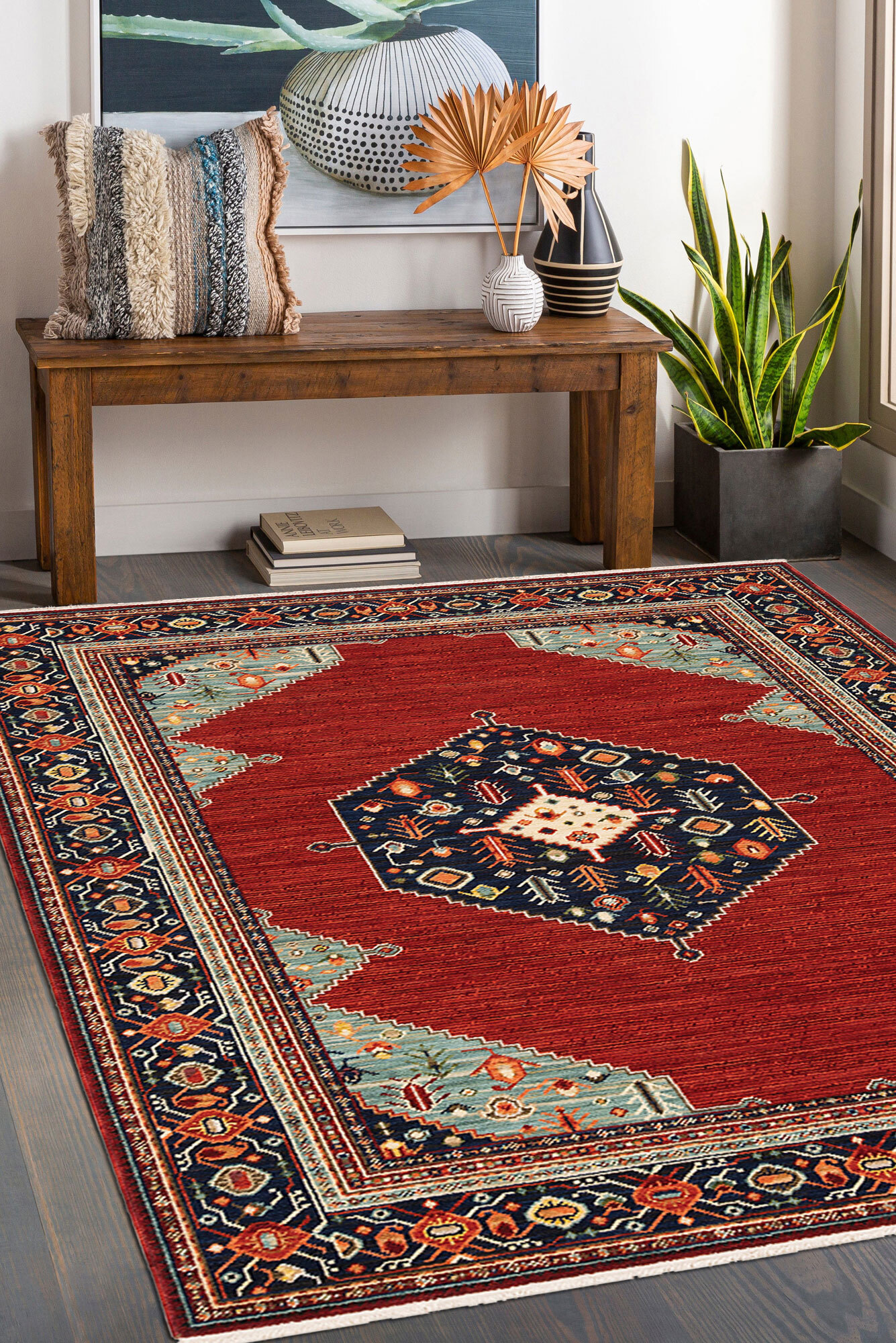 Leah Medallion Fringed Wool Rug(Size 230 x 160cm)