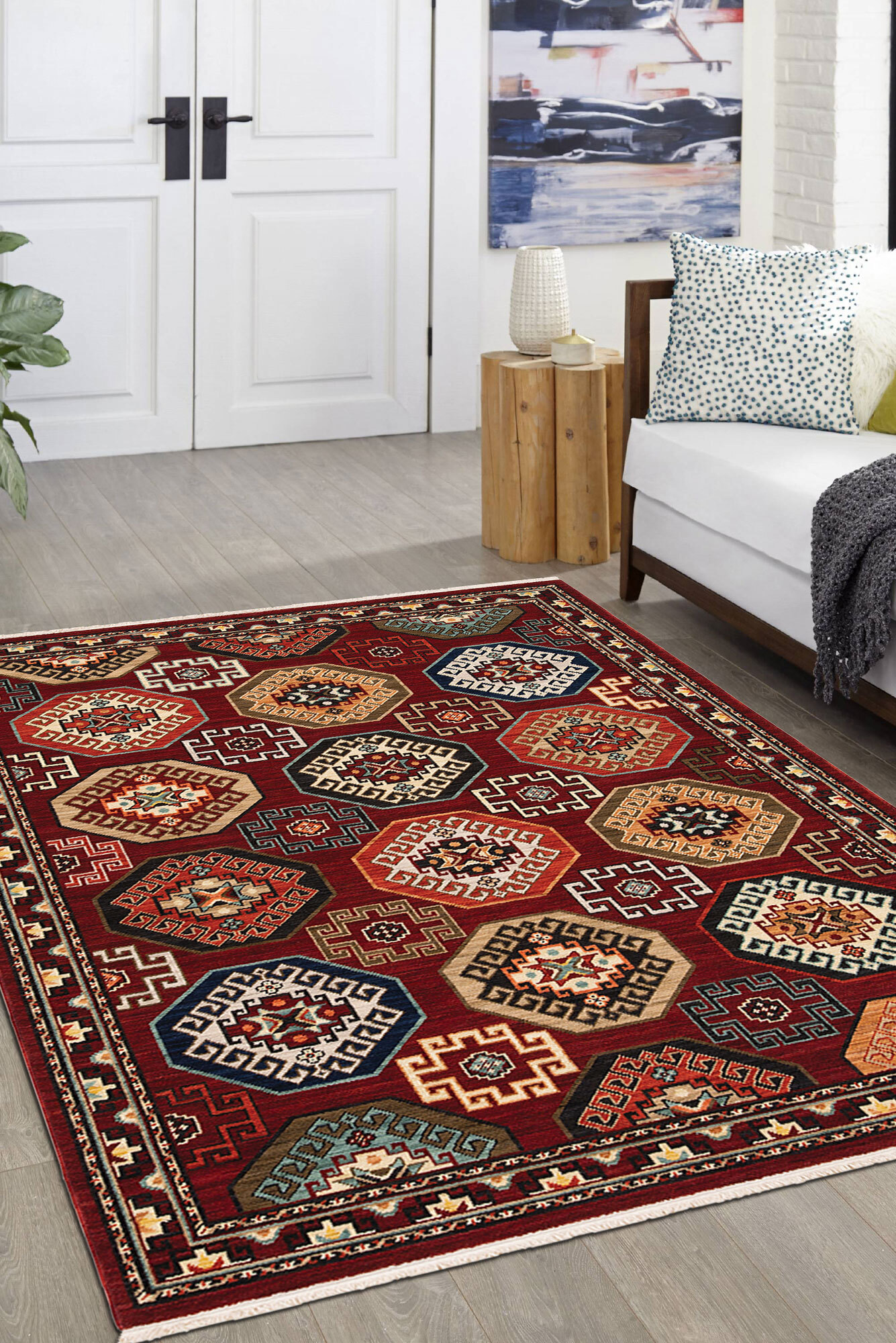 Large View Leah Classic Geometric Wool Rug(Size 230 x 160cm)