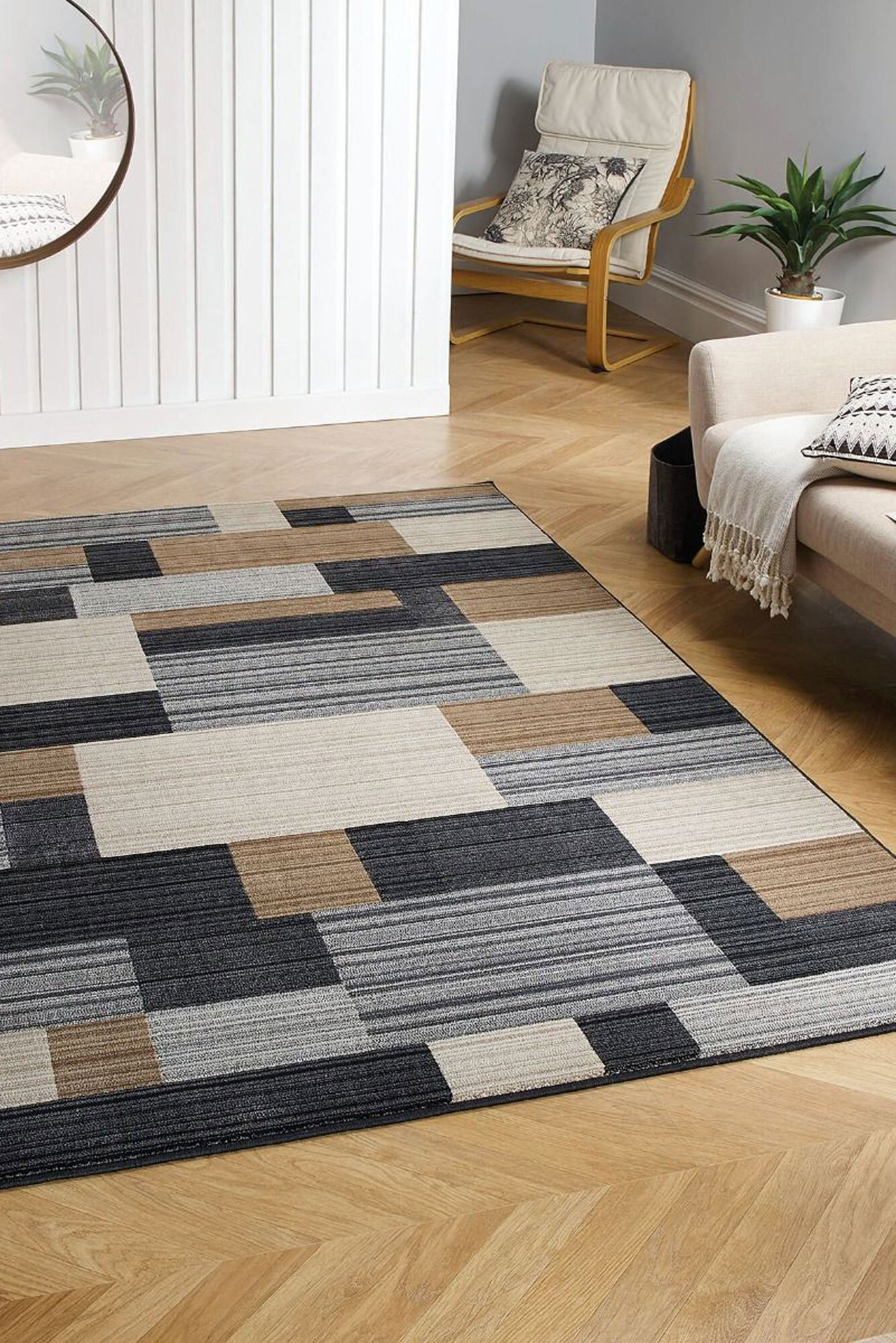 Large View Lush Modern Geometric Rug(Size 170 x 120cm)