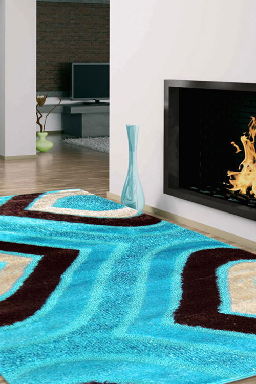 Logan Teal Modern Shaggy Rug(Size 170 x 120cm)