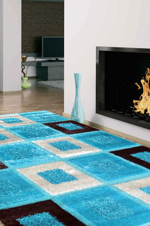 Large View Logan Square Pattern Shaggy Rug(Size 170 x 120cm)