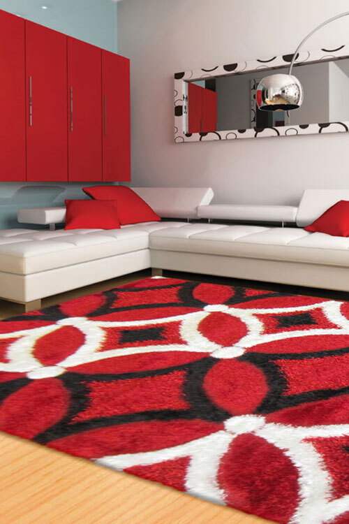 Large View Logan Modern Red Shaggy Rug(Size 170 x 120cm)