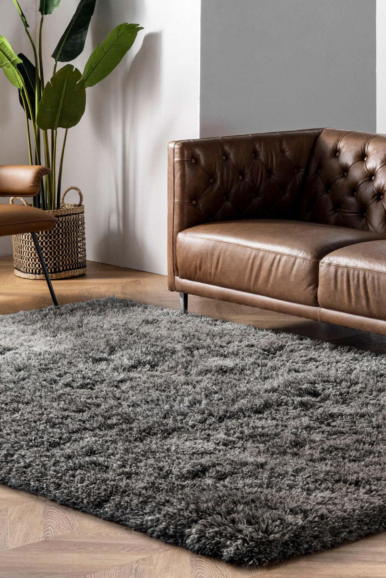 Large View Luxe Thick Plain Shaggy Rug(Size 170 x 110cm)